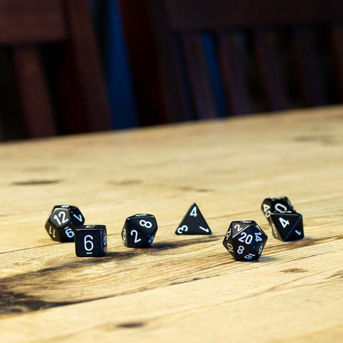 Chessex #25408 - Opaque Black / White Polyhedral (7ct)