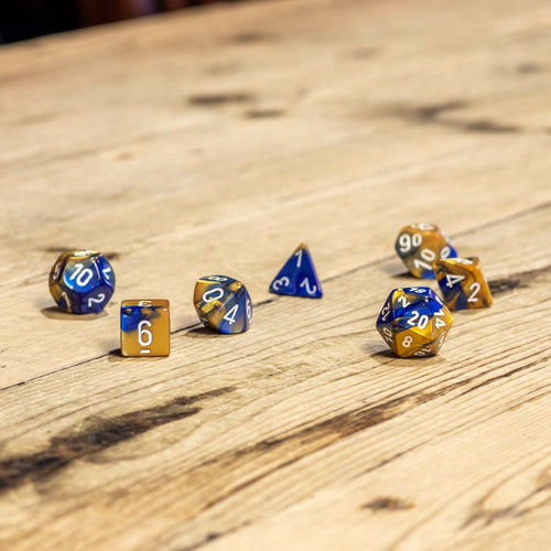 Chessex #26422 - Gemini Blue-Gold / White Polyhedral (7ct)