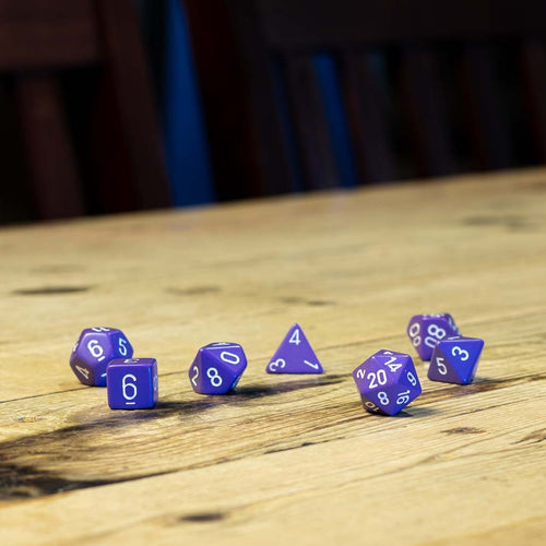 Chessex #25407 - Opaque Purple / White Polyhedral (7ct)